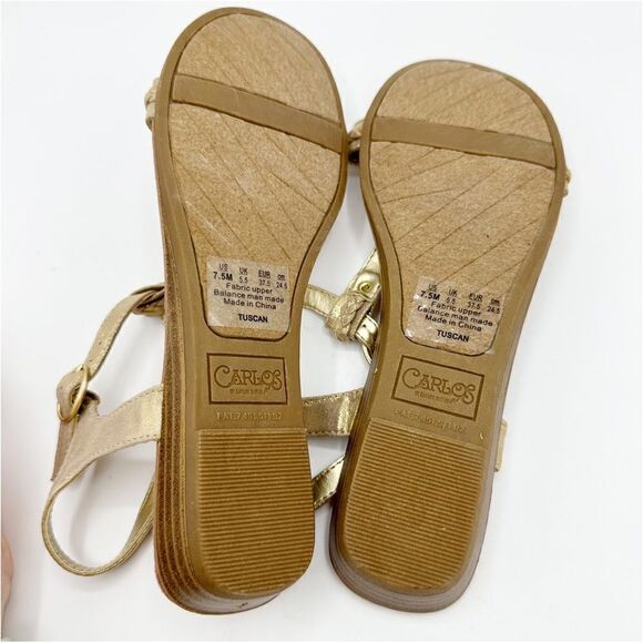Carlos by Carlos Santana Womens Tuscan Gold‎ Metallic Flat Sandals Shoes 7.5 - Picture 10 of 12